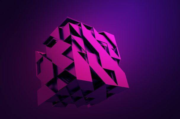 Abstract 3D Rendering of Flying Cube. - Φωτογραφία, εικόνα