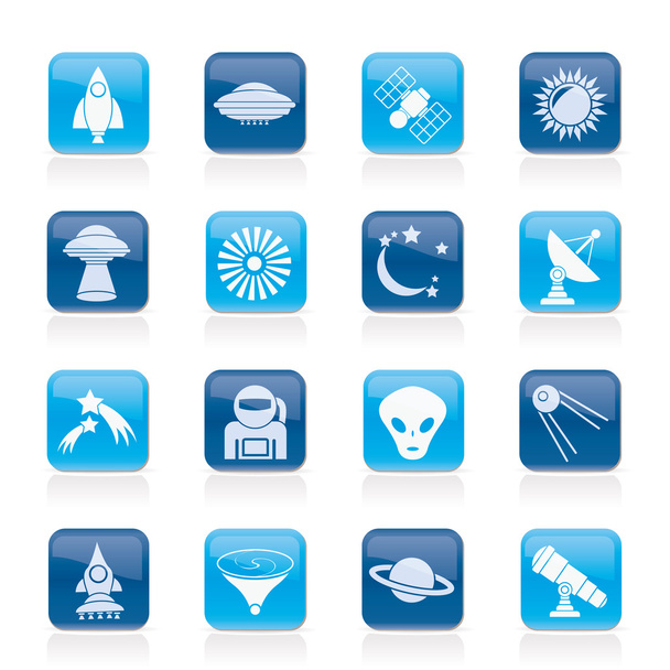 Astronautics, space and universe icons - Вектор,изображение