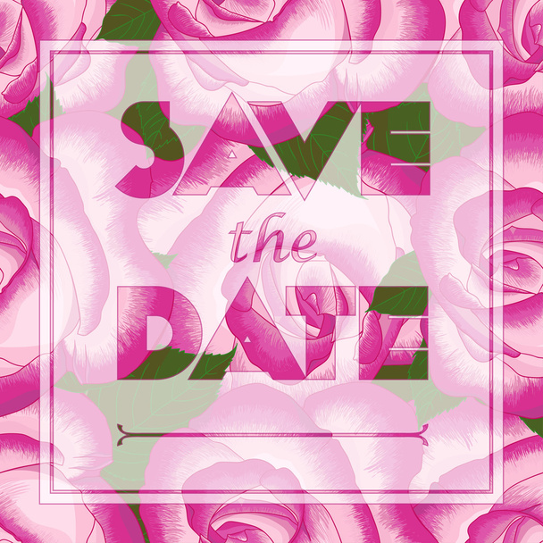 Floral ευχετήρια κάρτα με το κείμενο Save the ημερομηνία. Χωρίς ραφή πρότυπο με εορταστική λουλούδι μπουκέτο στολίδι - Διάνυσμα, εικόνα