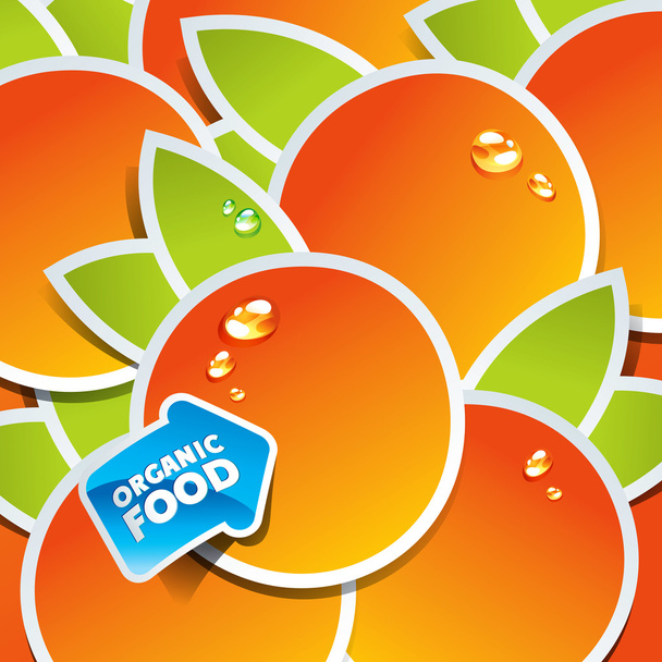 Background from oranges with an arrow by organic food - Vector, Image