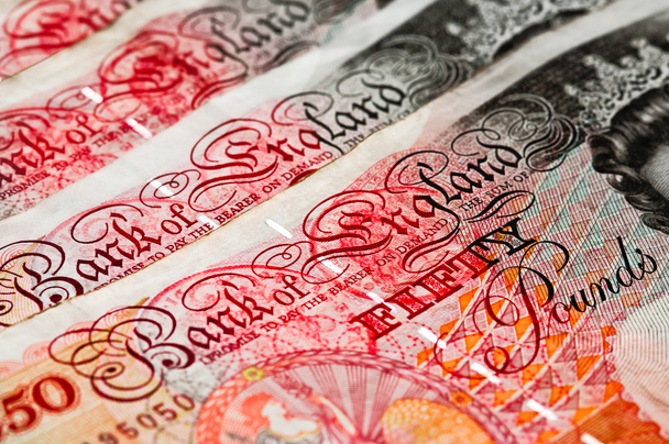 πενήντα λίρες στερλίνες - Ηνωμένο Βασίλειο νόμισμα - μακροεντολή - Φωτογραφία, εικόνα