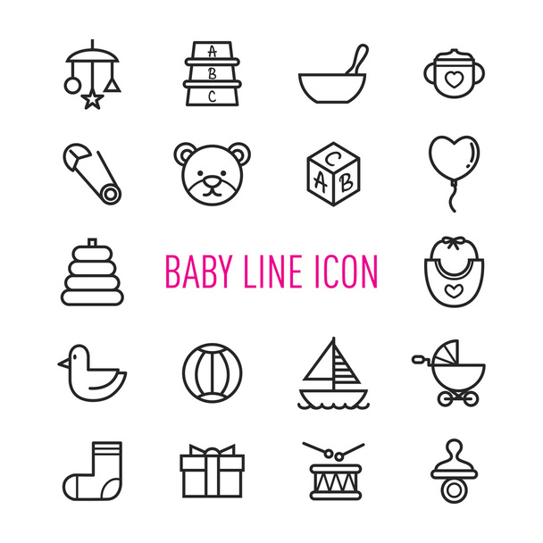 set of cute baby icons - Vektor, obrázek
