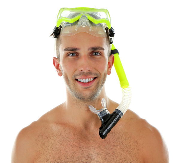 man with swimming mask or goggles - Photo, Image