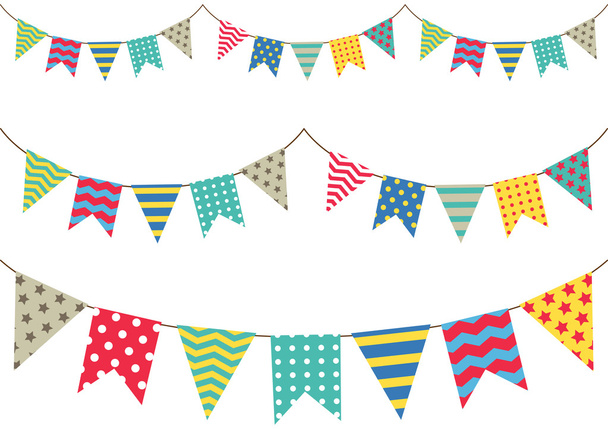 colorful bunting flags set - Vector, Image
