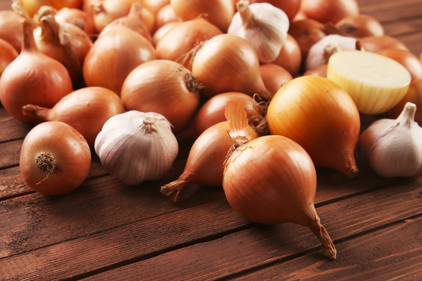 Fresh onions with garlic - Zdjęcie, obraz