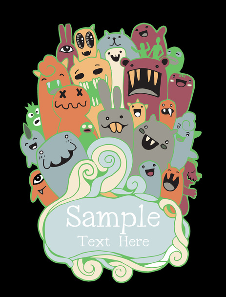 Vector illustration of Monsters and cute alien - Vector, Image