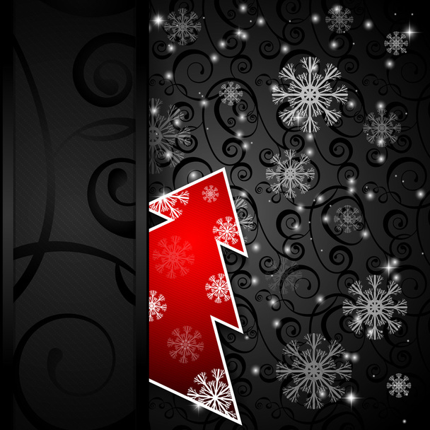 Christmas tree horizontal postcard - Vector, imagen