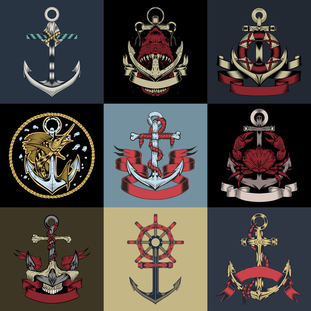 The set of labels with anchors. - Vector, Image