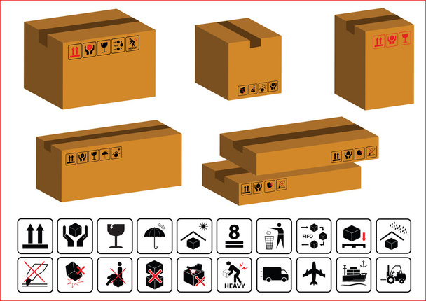 Aantal dozen en kartonnen borden - Vector, afbeelding