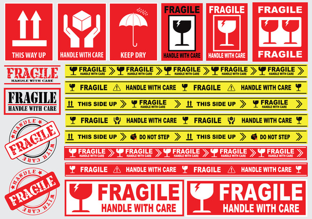 Embalaje o pegatinas frágiles
 - Vector, Imagen
