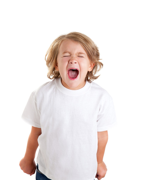 Children kid screaming expression on white - Photo, Image