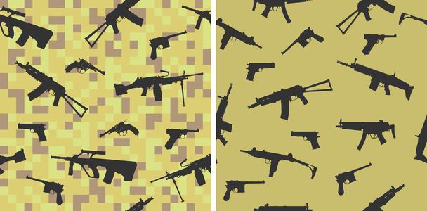 Seamless pattern with silhouettes of small arms. - Vector, Image