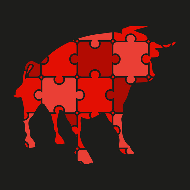 bull logo of puzzles - Vector, Image