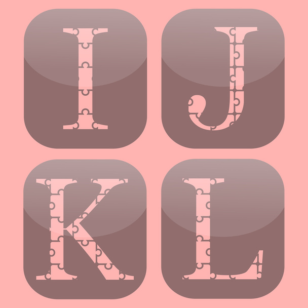 ijkl set of letters of the puzzle - Vector, Image