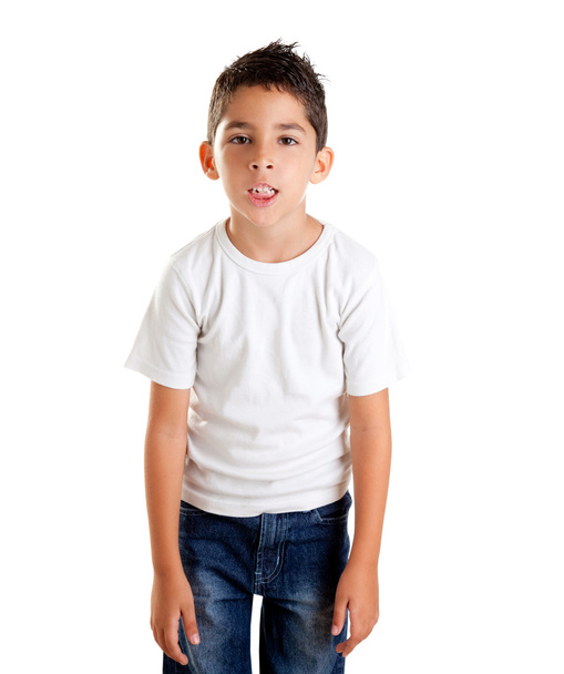 Annoyed kid with funny fed up expression - Photo, image