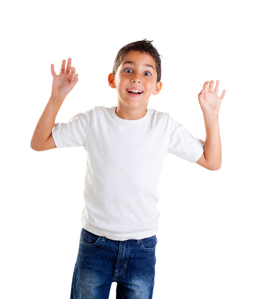 Children with funny expression gesture open fingers - Fotografie, Obrázek