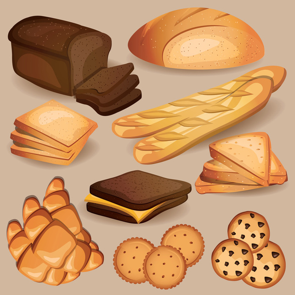 Bread, bakery, pastry sweets set.  - Vector, Image