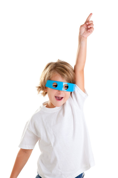 παιδί παιδιά με φουτουριστικό αστεία μπλε γυαλιά ευτυχισμένη - Φωτογραφία, εικόνα
