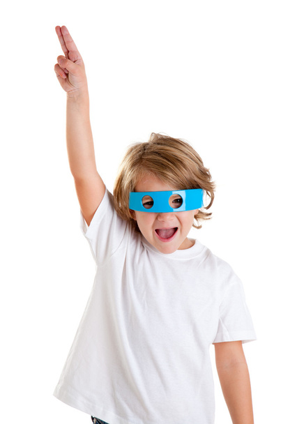 Children kid with futuristic funny blue glasses happy - 写真・画像