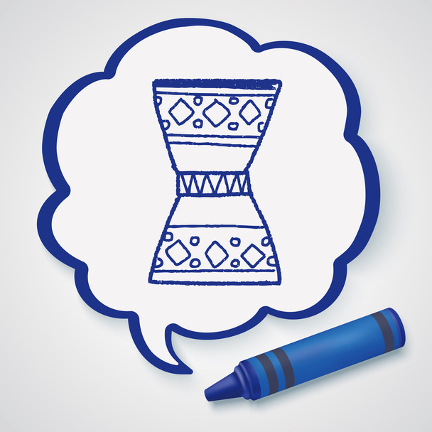 African drum doodle icon element - Vector, Image