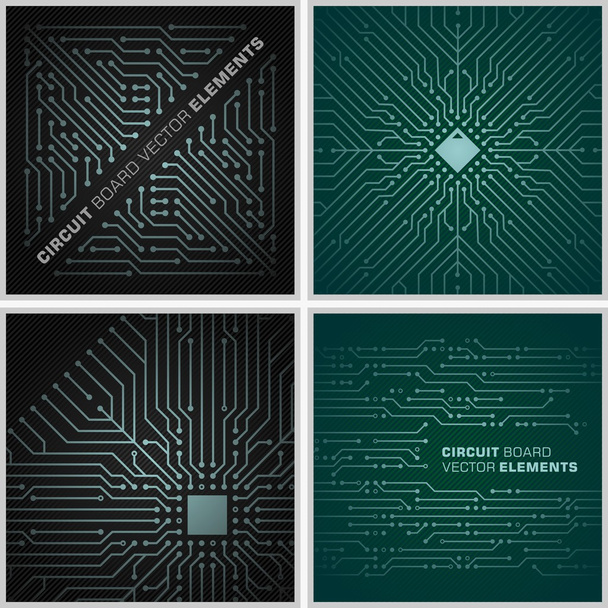 Microchip textures / Circuit board vector pattern tiles decorations black and green - Vector, Image