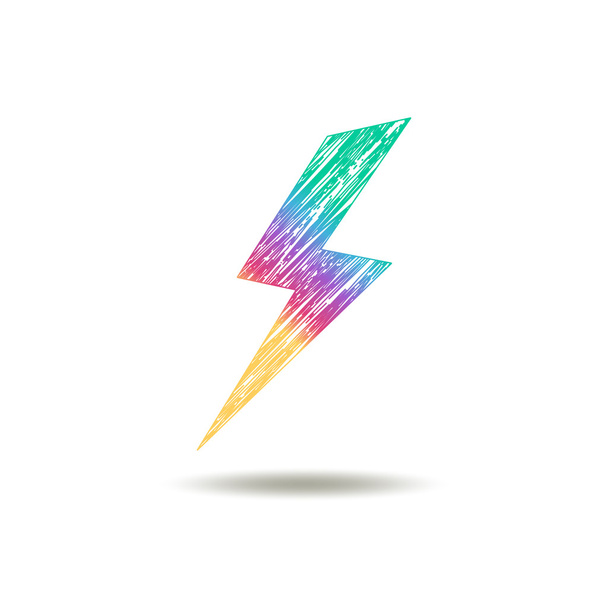 Blitz in Regenbogenfarben lackiert - Vektor, Bild
