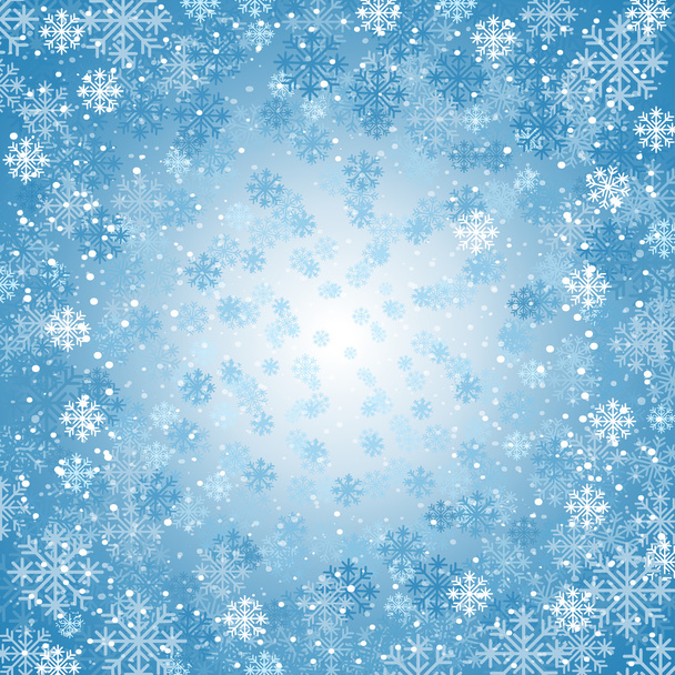 Winter background with blizzard of snowflakes - Vector, Image