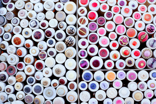 Colorful buttons display round boxes pattern - Fotoğraf, Görsel