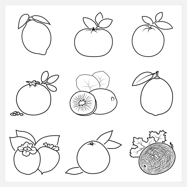 Набор фруктовых линейных икон
 - Вектор,изображение