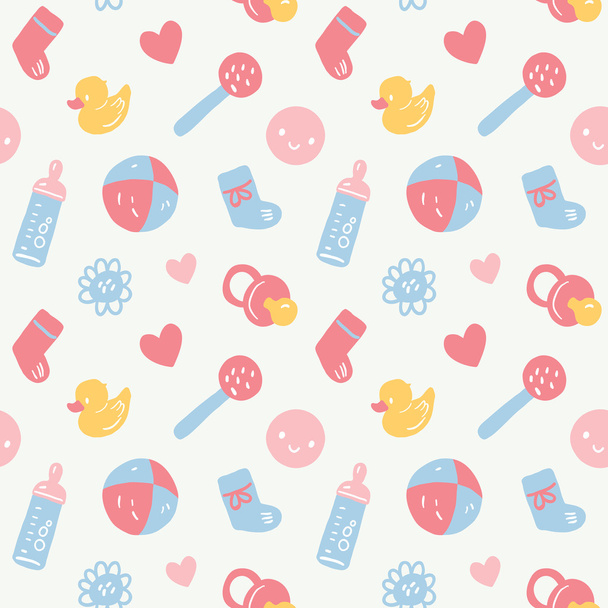 pattern with cartoon baby icons - Vector, Image