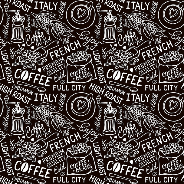 koffie naadloze patroon - Vector, afbeelding