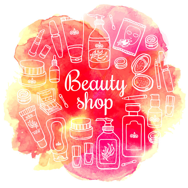 make up, cosmetics card - ベクター画像