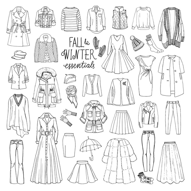 fall and winter fashion collection - Vector, Image