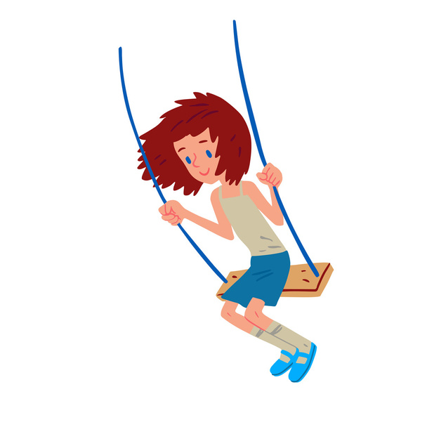 joyful girl on swing - Vector, Image