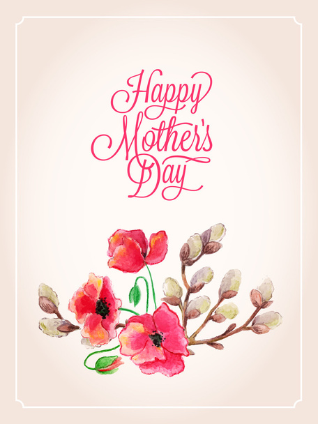 花を持つ母親の日カード - ベクター画像