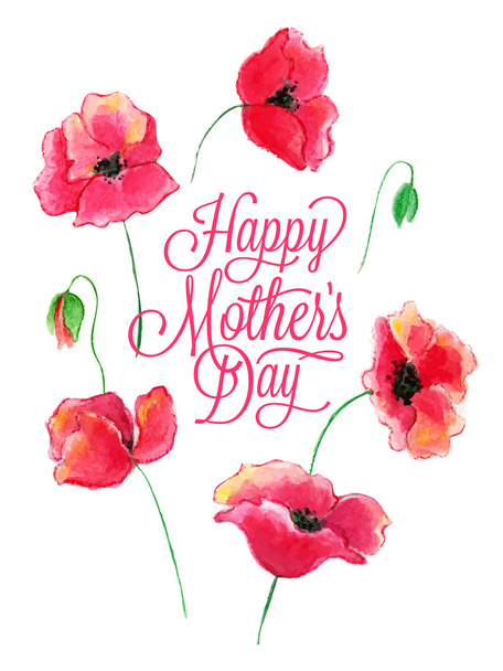 花を持つ母親の日カード - ベクター画像