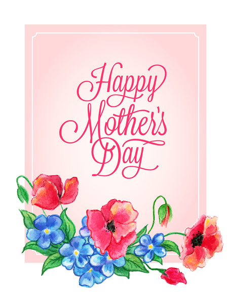 mothers day card with flowers - Vector, Image