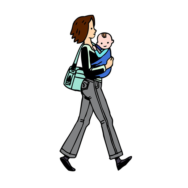 anya és a baba utasok - Vektor, kép