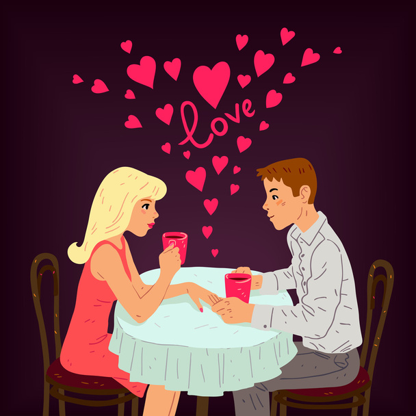 Paar bei einem Date am Valentinstag - Vektor, Bild