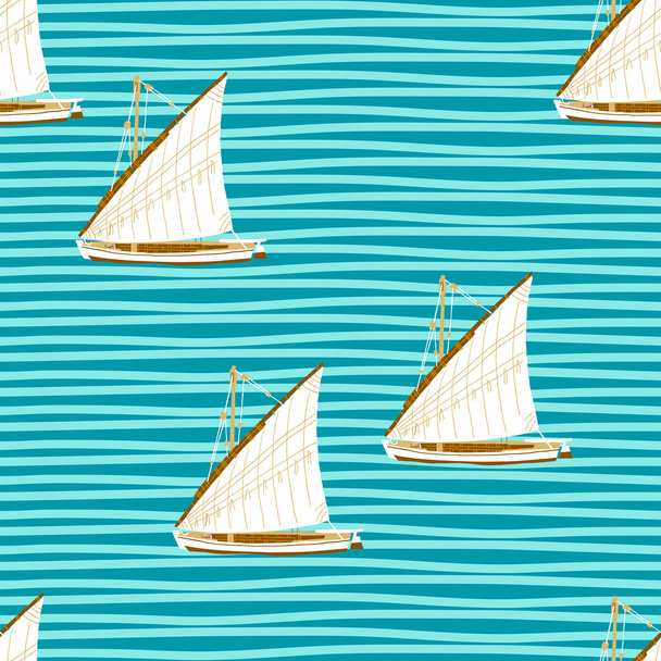 pattern with sailing boats - Vettoriali, immagini