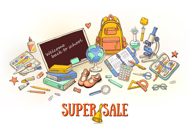 super school sale banner - Vector, Image