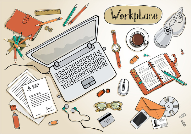business office workspace concept - Διάνυσμα, εικόνα