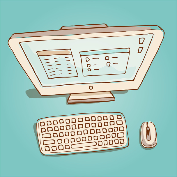 Ordinateur, clavier, souris
 - Vecteur, image