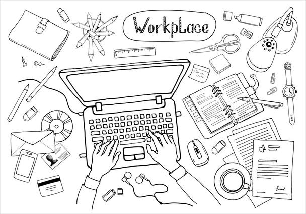 business workspace, workplace concept - Vecteur, image