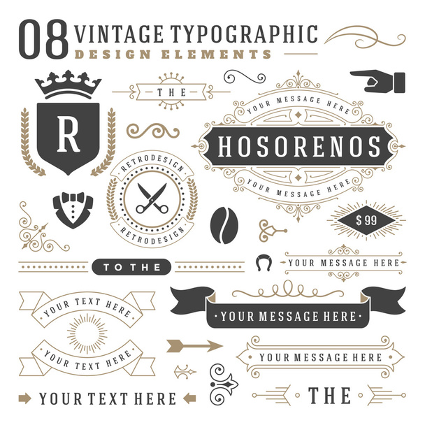 Retro vintage typographic design elements - Вектор,изображение
