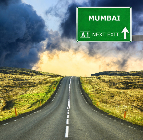 MUMBAI road sign against clear blue sky - Photo, Image