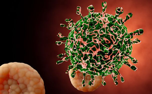 Virusta. Bakteerit Virukset tartunnan saaneessa organismissa, virustautiepidemia. 3d renderointi
 - Valokuva, kuva