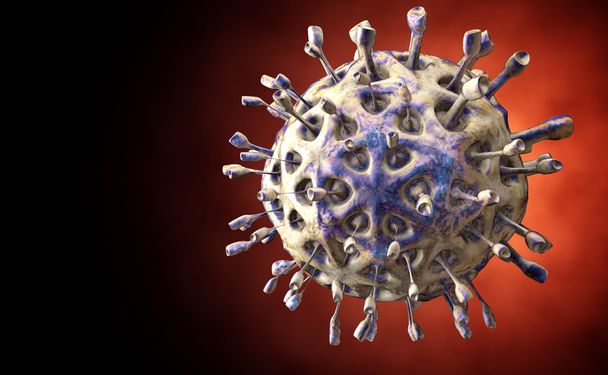 Virus. Virus en el organismo infectado, epidemia de enfermedades virales. 3d renderizar
 - Foto, imagen