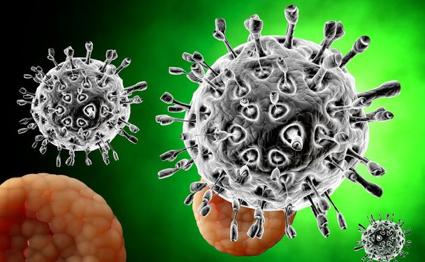 Virus. Bacteria.Viruses in infected organism , viral disease epidemic. 3d render - Photo, Image