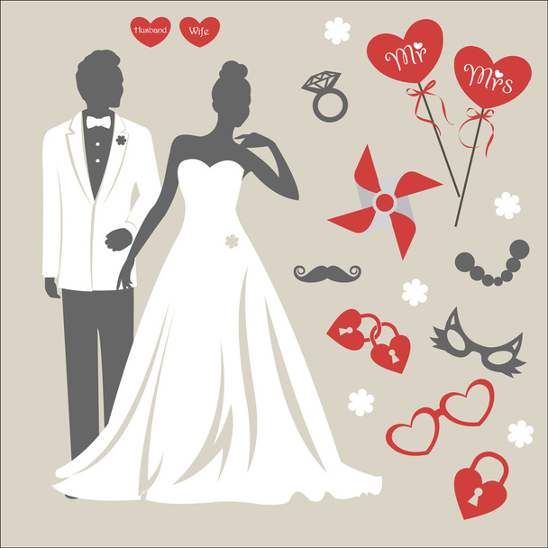 結婚式の招待状のヴィンテージの要素のセット - ベクター画像